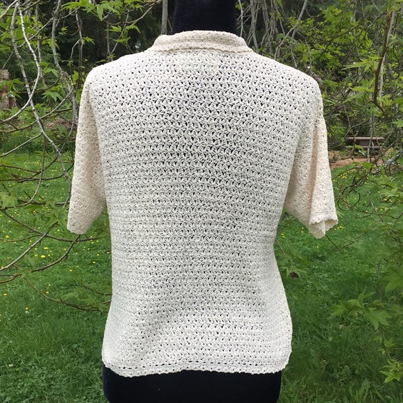 Colleen’s Collectables Hand Knit Short Sleeve Cardigan Sweater - Picture 5 of 8